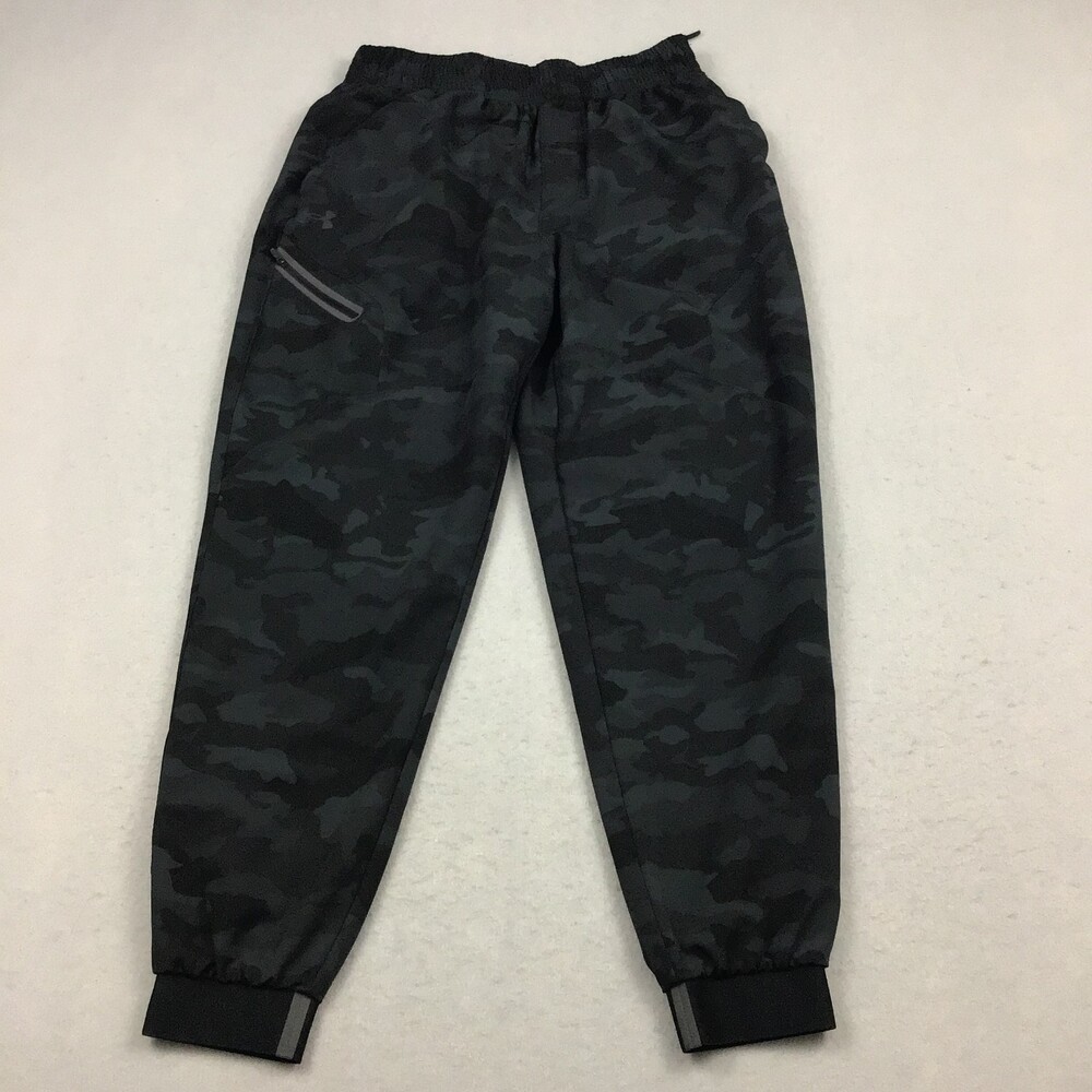 Under Armour Pants Men Large Black Gray Camo Jogger Tapered Sweatpants L
